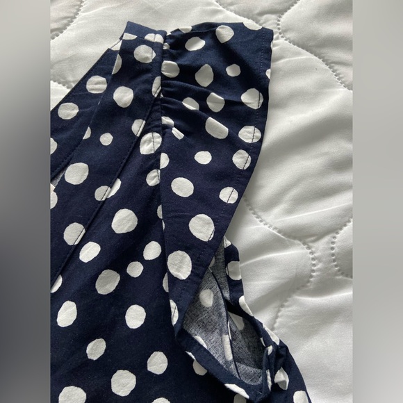 Navy and white polka dot peplum top - Picture 3 of 4